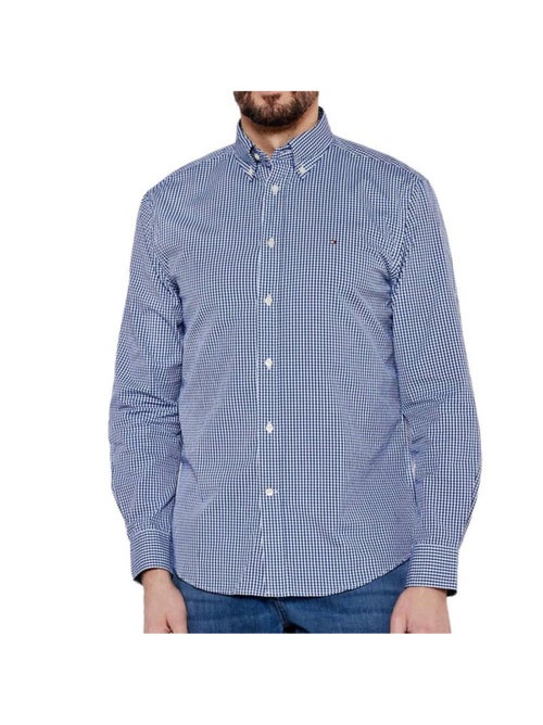 Tommy Hilfiger Heren Overhemd Flex Poplin Gingham Ruit Blauw - Kiabi Tommy Hilfiger Heren Overhemd Flex Poplin Gingham Ruit Blauw - Kiabi