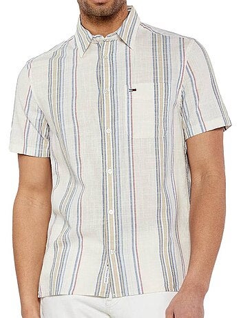 Tommy hilfiger heren overhemd met strepen - wit/blauw