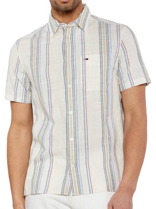 Tommy Hilfiger Heren overhemd met strepen - Wit/Blauw - Kiabi Tommy Hilfiger Heren overhemd met strepen - Wit/Blauw - Kiabi