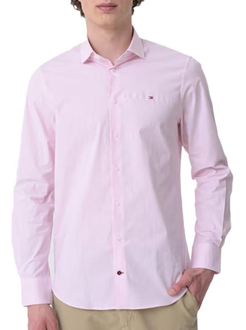 Tommy Hilfiger Heren overhemd roze stretch poplin - Kiabi Tommy Hilfiger Heren overhemd roze stretch poplin - Kiabi
