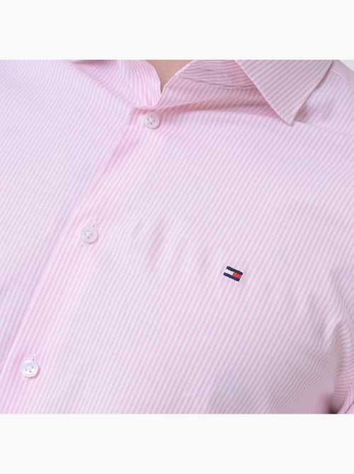 Tommy Hilfiger Heren overhemd roze stretch poplin - Kiabi Tommy Hilfiger Heren overhemd roze stretch poplin - Kiabi
