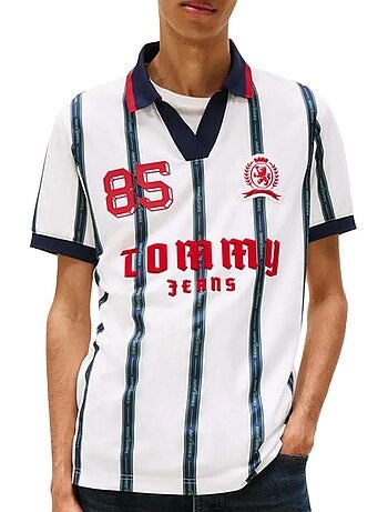 Tommy hilfiger heren polo wit/zwart/rood dm0dm22073