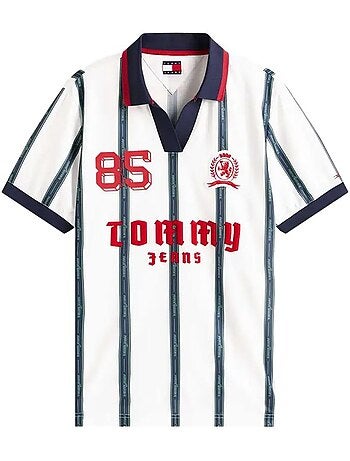 Tommy hilfiger heren polo wit/zwart/rood dm0dm22073