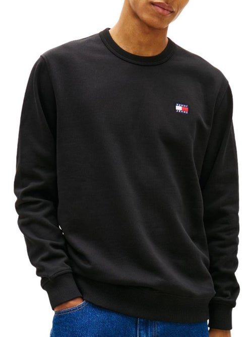 Tommy Hilfiger Heren Sweatshirt Zwart met Badge Crewneck - Kiabi Tommy Hilfiger Heren Sweatshirt Zwart met Badge Crewneck - Kiabi