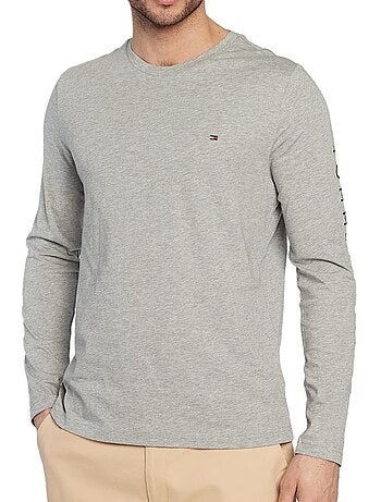 Tommy hilfiger heren t-shirt lange mouwen grijs tommy slee