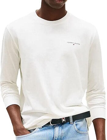 Tommy hilfiger heren t-shirt lange mouwen wit borstlogo