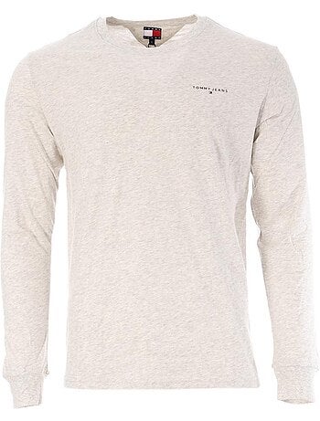 Tommy hilfiger heren t-shirt met lange mouwen - grijs gemêleerd