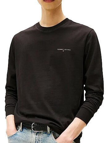 Tommy hilfiger heren t-shirt lange mouwen wit borstlogo