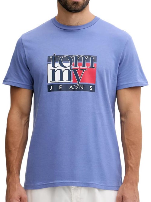 Tommy Hilfiger Heren T-shirt met Vlaglogo - Blauw - Kiabi