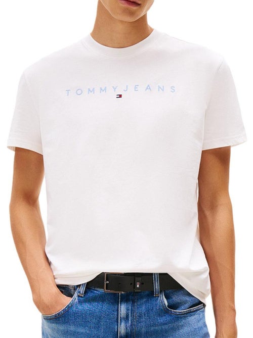 Tommy Hilfiger Heren T-Shirt Wit Reg Linear - Kiabi