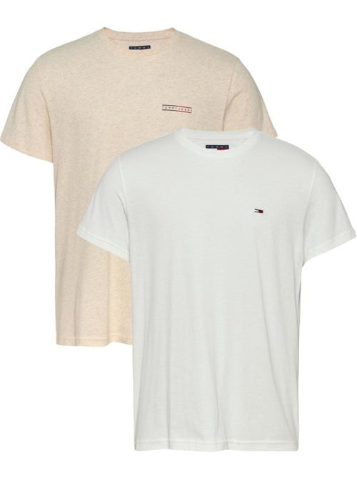 Tommy Hilfiger Heren T-shirts 2-pack Beige/Wit DM0DM21344 - Kiabi Tommy Hilfiger Heren T-shirts 2-pack Beige/Wit DM0DM21344 - Kiabi