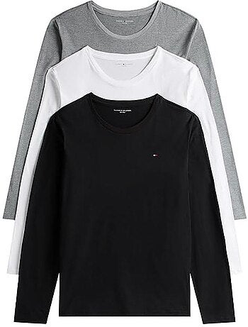 Tommy hilfiger heren t-shirts met lange mouwen - 3-pack zwart/wit/grijs um0um03022