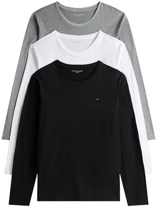 Tommy hilfiger heren t-shirts met lange mouwen - 3-pack zwart/wit/grijs um0um03022 - Kiabi Tommy hilfiger heren t-shirts met lange mouwen - 3-pack zwart/wit/grijs um0um03022 - Kiabi