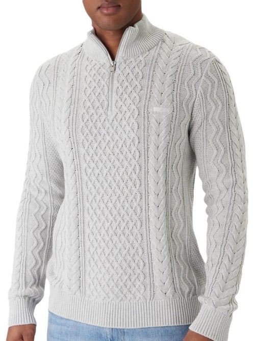 Tommy Hilfiger Heren Trui Grijs Kabelgebreid - Kiabi Tommy Hilfiger Heren Trui Grijs Kabelgebreid - Kiabi