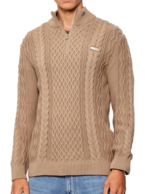 Tommy Hilfiger Heren Trui Kabelgebreid Bruin - Kiabi Tommy Hilfiger Heren Trui Kabelgebreid Bruin - Kiabi