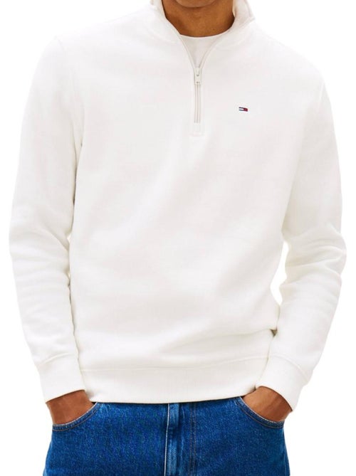 Tommy Hilfiger Heren Witte Fleece Sweatshirt - Kiabi Tommy Hilfiger Heren Witte Fleece Sweatshirt - Kiabi