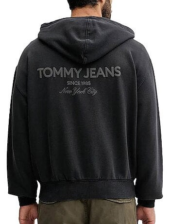 Tommy hilfiger heren zwarte hoodie met rits dm0dm22080