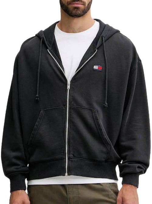 Tommy Hilfiger Heren Zwarte Hoodie met Rits DM0DM22080 - Kiabi Tommy Hilfiger Heren Zwarte Hoodie met Rits DM0DM22080 - Kiabi