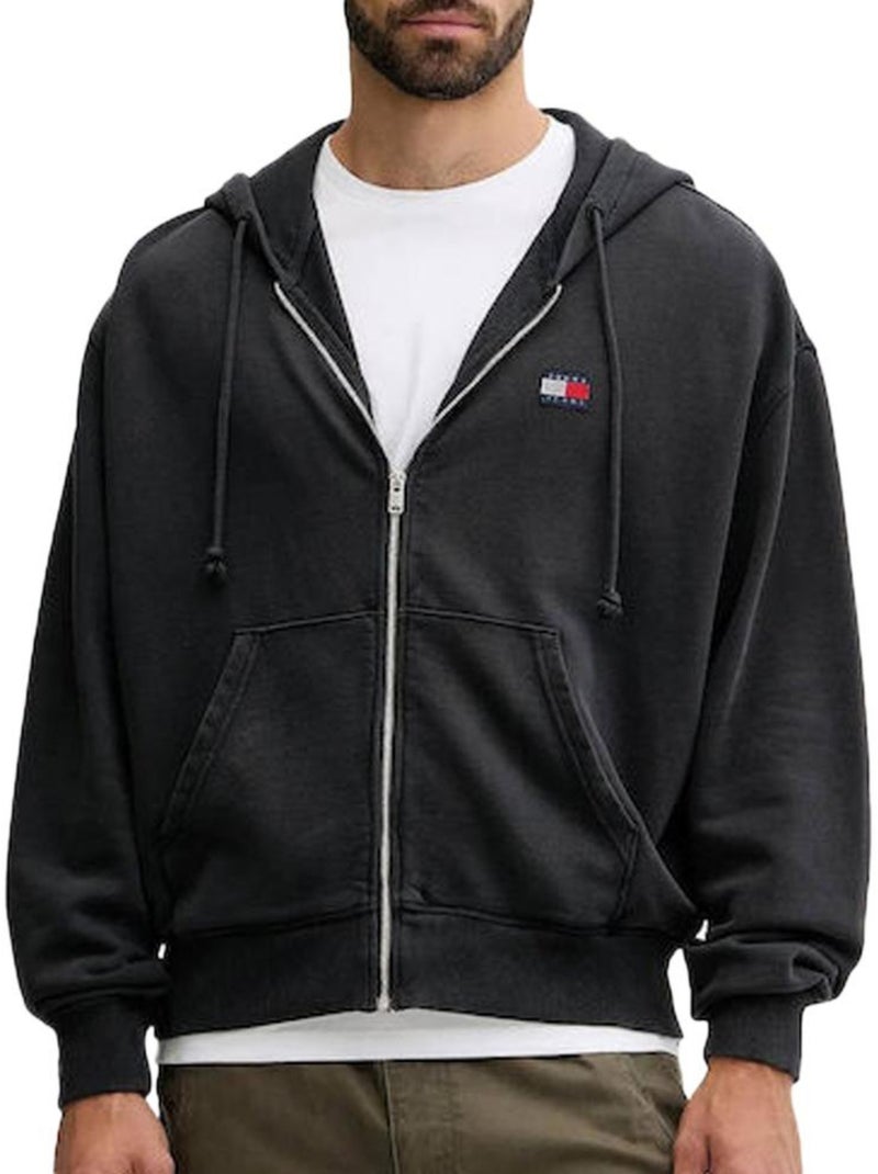 Tommy Hilfiger Heren Zwarte Hoodie met Rits DM0DM22080 Zwart - Kiabi