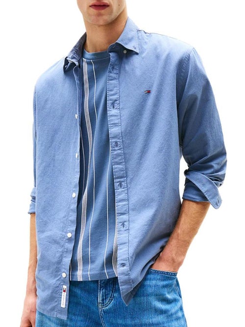 Tommy Hilfiger Herenoverhemd Linnenmix - Lichtblauw - Kiabi Tommy Hilfiger Herenoverhemd Linnenmix - Lichtblauw - Kiabi