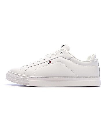 Tommy hilfiger icon court lth flag witte heren sneakers