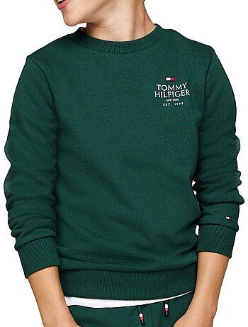Tommy hilfiger jongens groene hoodie met puff logo