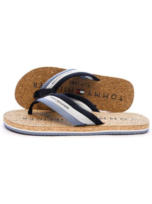 Tommy hilfiger kurk strand slippers voor heren - blauw - Kiabi Tommy hilfiger kurk strand slippers voor heren - blauw - Kiabi