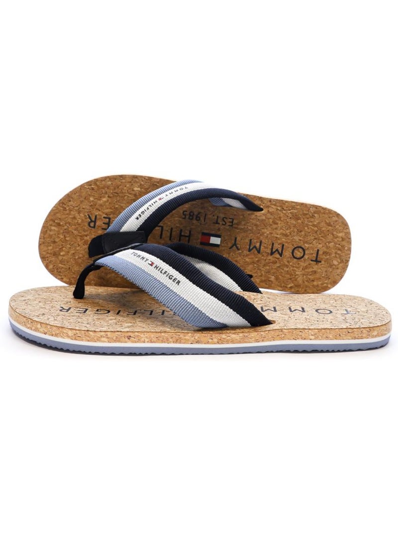 Tommy hilfiger kurk strand slippers voor heren - blauw Blauw - Kiabi