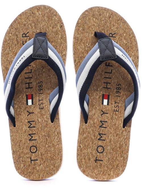 Tommy hilfiger kurk strand slippers voor heren - blauw - Kiabi Tommy hilfiger kurk strand slippers voor heren - blauw - Kiabi