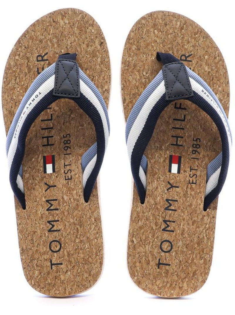Tommy hilfiger kurk strand slippers voor heren - blauw Blauw - Kiabi