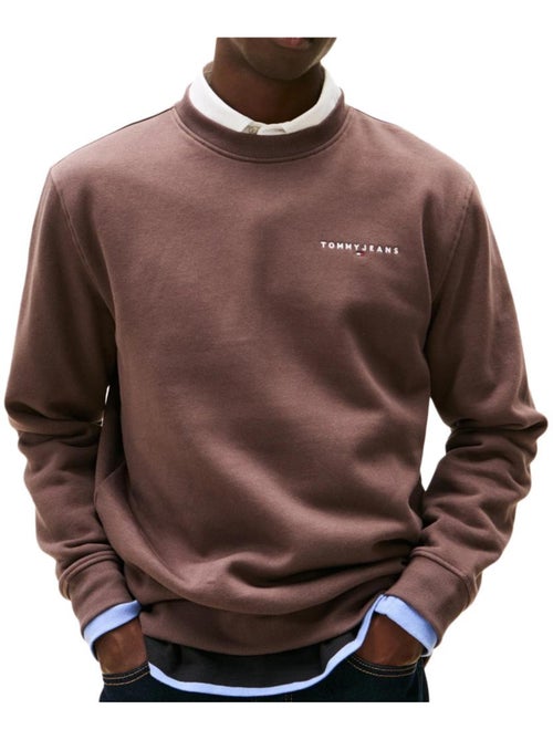 Tommy Hilfiger Linear Crew Heren Sweatshirt Bruin - Kiabi Tommy Hilfiger Linear Crew Heren Sweatshirt Bruin - Kiabi