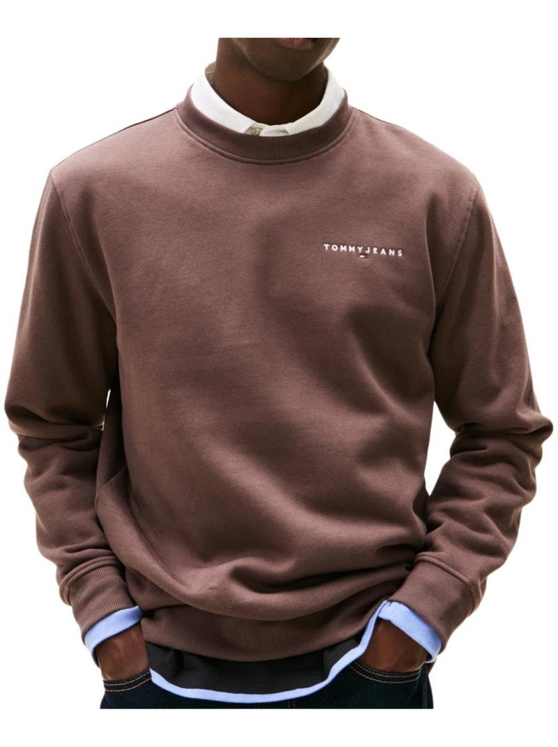 Tommy Hilfiger Linear Crew Heren Sweatshirt Bruin Cappuccinobruin - Kiabi