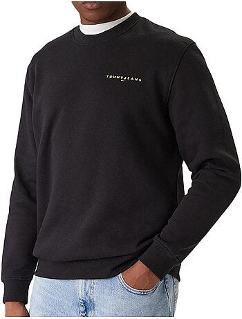Tommy hilfiger linear crewneck sweatshirt zwart voor heren