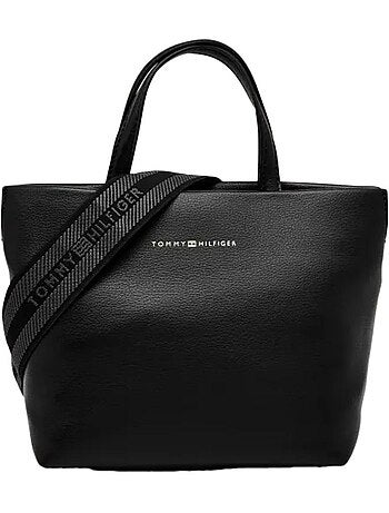 Tommy hilfiger logotapes zwarte dames schoudertas