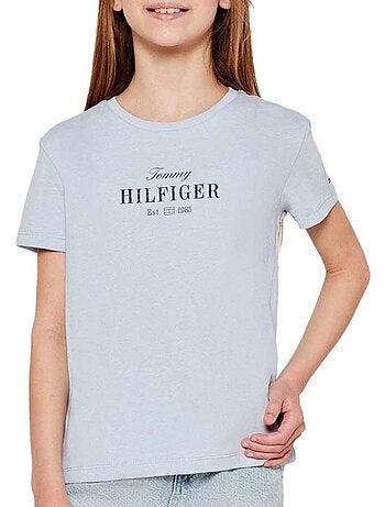 Tommy hilfiger meisjes t-shirt lichtblauw met script logo