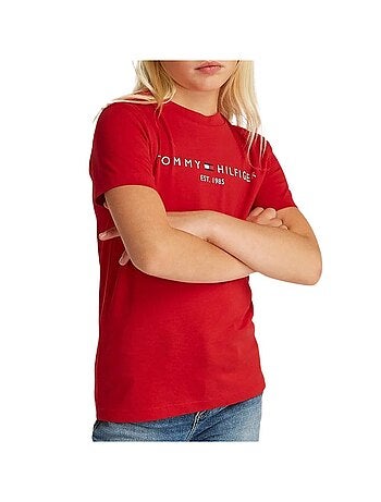 Tommy hilfiger meisjes t-shirt rood met script logo