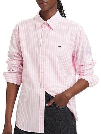 Tommy hilfiger dames gestreept oxford overhemd blauw