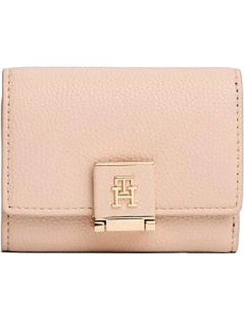 Tommy hilfiger pastel roze dames portemonnee - compact & stijlvol