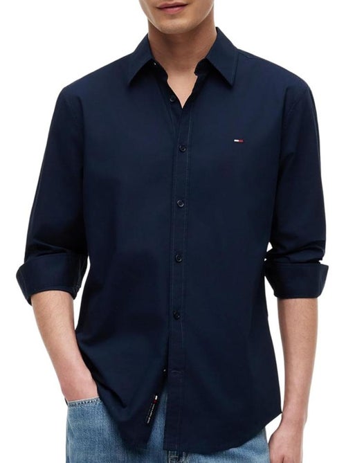Tommy Hilfiger Poplin Herenoverhemd - Marineblauw - Kiabi Tommy Hilfiger Poplin Herenoverhemd - Marineblauw - Kiabi