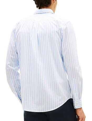 Tommy hilfiger poplin overhemd voor heren - blauw/wit