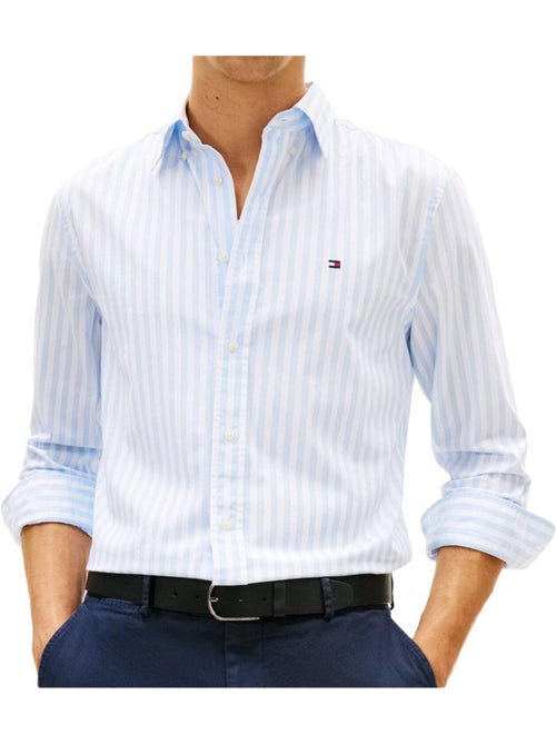 Tommy hilfiger poplin overhemd voor heren - blauw/wit - Kiabi