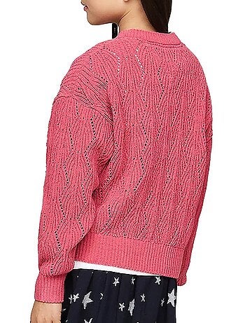 Tommy hilfiger roze chenille trui voor meisjes