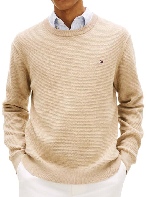 Tommy hilfiger seasonal taupe heren trui - Kiabi Tommy hilfiger seasonal taupe heren trui - Kiabi