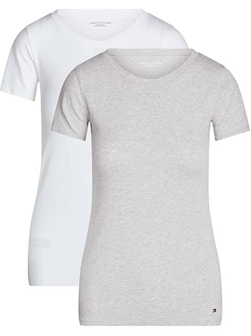 Tommy Hilfiger Sky Dames T-shirts - Set van 2 Wit/Grijs - Kiabi Tommy Hilfiger Sky Dames T-shirts - Set van 2 Wit/Grijs - Kiabi
