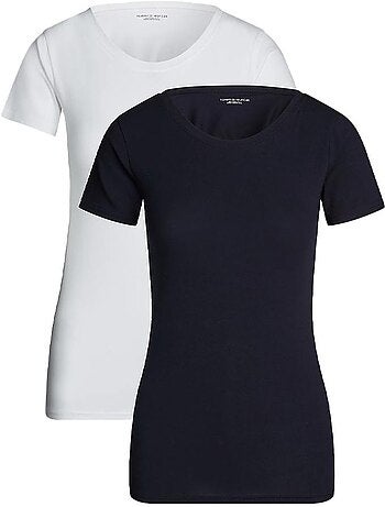 Tommy hilfiger sky dames t-shirts - set van 2 wit/grijs