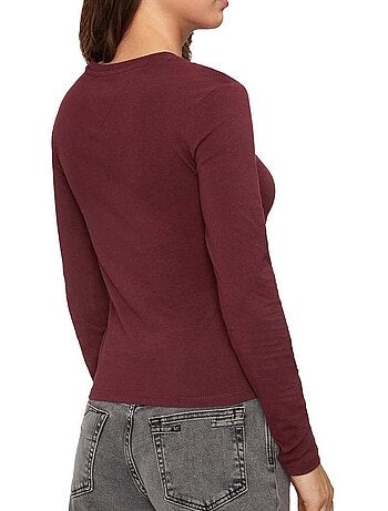 Tommy hilfiger slim essential bordeaux t-shirt met lange mouwen voor dames