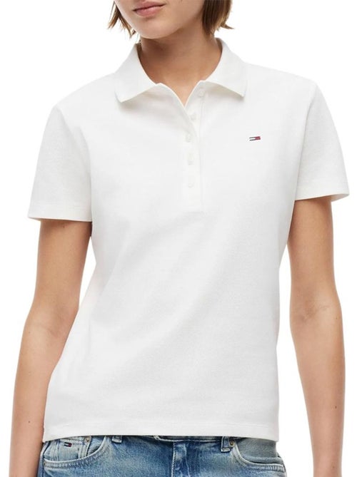 Tommy Hilfiger Slim Essential Witte Polo voor Dames - Kiabi Tommy Hilfiger Slim Essential Witte Polo voor Dames - Kiabi