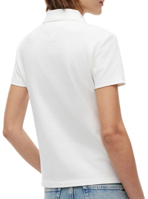Tommy Hilfiger Slim Essential Witte Polo voor Dames - Kiabi Tommy Hilfiger Slim Essential Witte Polo voor Dames - Kiabi