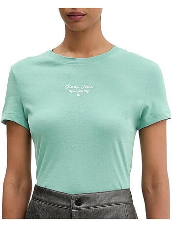 Tommy hilfiger slim fit dames t-shirt met logo - marineblauw