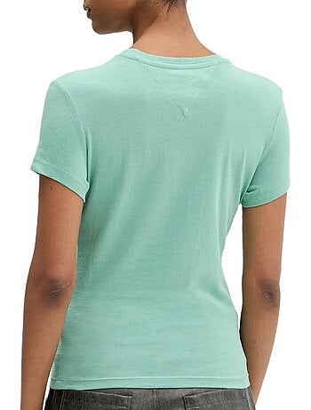 Tommy hilfiger slim fit dames t-shirt met logo - marineblauw
